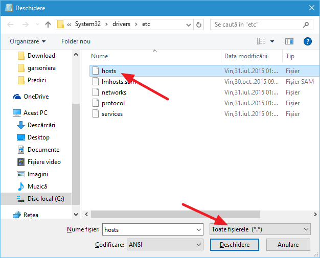 Host file in Windows 10