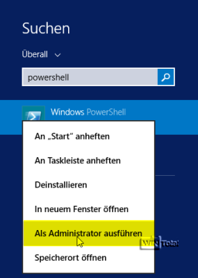 Perform Windows Powershell as administrator