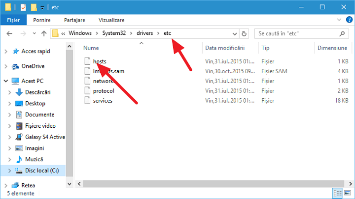 Host file in Windows 10
