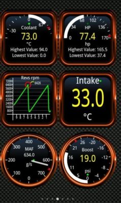 Screenshot Der OSD2 APP Torque Pro