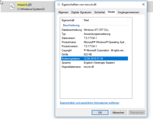 Property of a DLL file
