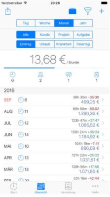 Recording of time with the ATMOPORK APP