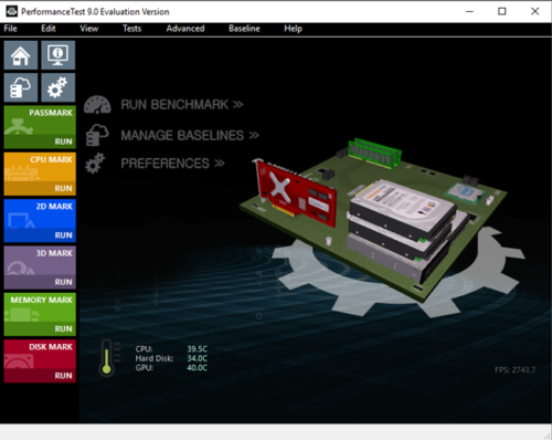 Screenshot von Passmark Performancetest