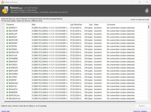 Recovery of deleted files recovered